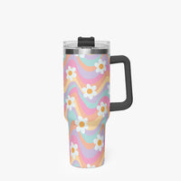 Daisy Floral Multi Coloured 40oz Stainless Steel Tumblers