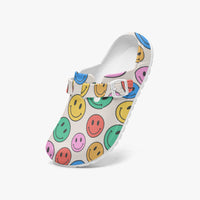 Smiley Face Funky Clogs For Women Multi Coloured Work Shoes