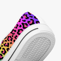 Leopard Print Trainers Womens Neon Electric Color Canvas Low Top Shoes