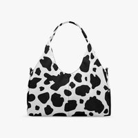 Women's Black and White Cow Print Canvas Sports Bag