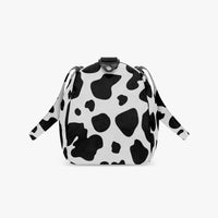 Women's Black and White Cow Print Canvas Sports Bag