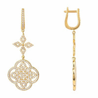 Celtic Knot Clover Drop Earrings Gold-2