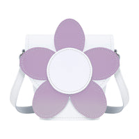 Handmade Leather Daisy Barrel Bag - White & Violet-0