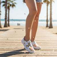 White Multicolor Womens Flower Sneakers | Floral Print Slip On Canvas Shoes