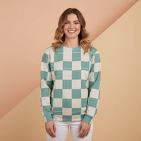 Checkered Pattern Sweater | Aesthetic Grid Graphic Unisex Pullover