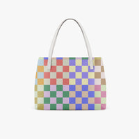 Checkered Tote Bag | Large Patchwork Multicolor Waterproof Shoulder Bag