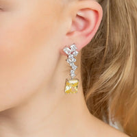 Diana Lemon Topaz Drop Earrings Silver-1