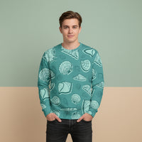 Shell Print Sweater | Coastal Aesthetic Nautical Unisex Pullover