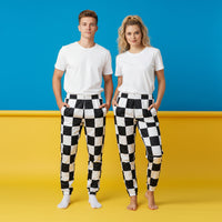 Track Pants Black And White | Unisex All-Over Print Streetwear Joggers