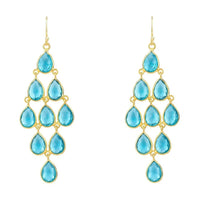 Erviola Gemstone Cascade Earrings Gold Blue Topaz-0