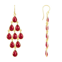 Erviola Gemstone Cascade Earrings Gold Garnet-2