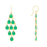Erviola Gemstone Cascade Earrings Gold Green Onyx-1