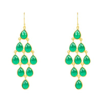 Erviola Gemstone Cascade Earrings Gold Green Onyx-0