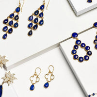 Erviola Gemstone Cascade Earrings Gold Lapis Lazuli-3