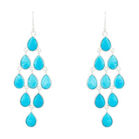 Erviola Gemstone Cascade Earrings Silver Turquoise-0