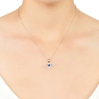 Evil Eye Elliptical Necklace Blue Rosegold-1
