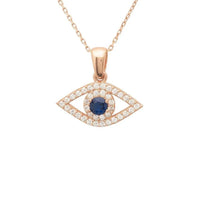 Evil Eye Elliptical Necklace Blue Rosegold-0