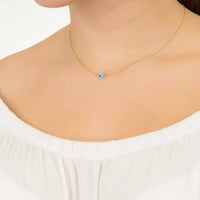 Evil Eye Mini Opalite Pendant Necklace Gold-1