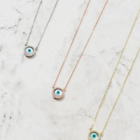 Evil Eye Mother Of Pearl Necklace Cz Gold-2