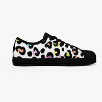 Leopard Print Trainers Womens White Multi Color Canvas Low Top Shoes
