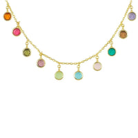 Florence Multi Coloured Gemstone Necklace Gold-0
