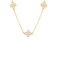 Flower Clover Triple Choker Necklace Gold-0