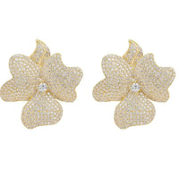 Flower Large Stud Earrings Gold-0