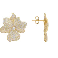 Flower Large Stud Earrings Gold-2