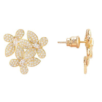Flowers Large Stud Earrings Gold-2