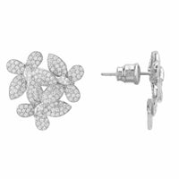 Flowers Large Stud Earrings Silver-1