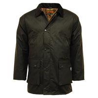 Game Classic brown padded wax jacket with flap pockets and corduroy collar