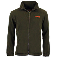 Game EN206 Stealth Fleece green jacket with a full zip, stand collar, and orange chest logo