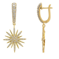 Star Burst Drop Earrings Gold-4