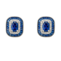 Great Gatsby Stud Earrings Sapphire Silver-0