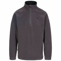 Men's dark gray microfleece quarter-zip top with stand collar