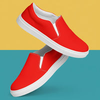 Womens Canvas Shoes Red | Bold Crimson Slip-On Sneakers