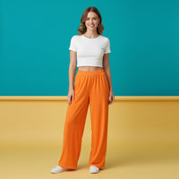Orange Wide Leg Pants | High Waisted Streetwear Baggy Flowy Joggers