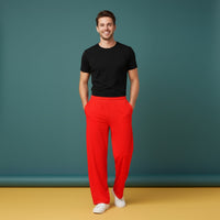 Red Wide Leg Pants | High Waisted Streetwear Baggy Flowy Joggers
