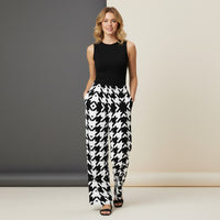 Houndstooth Wide Leg Pants | Vintage Retro Monochrome Classic Streetwear Joggers