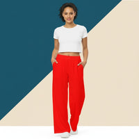Red Wide Leg Pants | High Waisted Streetwear Baggy Flowy Joggers