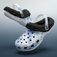 Women's Blue Floral Fluffy Clogs Lined Comfort Shoes