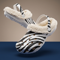Women's Zebra Print Fluffy Clogs With Fleece Lining Ladies Shoes