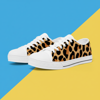 Leopard Print Trainers Womens Classic Brown Canvas Low Top Shoes