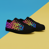 Leopard Print Trainers Womens Neon Electric Color Canvas Low Top Shoes