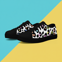 Leopard Print Trainers Womens White Multi Color Canvas Low Top Shoes