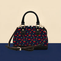 Handbag Cherry | Convertible Shell Crossbody in Navy with Red Cherries