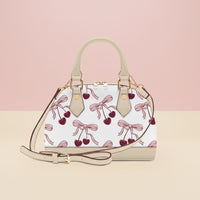 Handbag Cherry | Convertible Shell Crossbody with Deep Red Cherries & Pink Bows