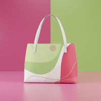Pink And Green Handbags | Vibrant Contrast PU Leather Tote