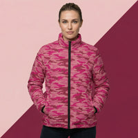 Pink Coat Puffer | Edgy Pink Camouflage Winter Jacket