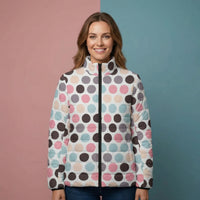 Women's Puffer Coat | Playful Polka Dot Print Quilted Outerwear